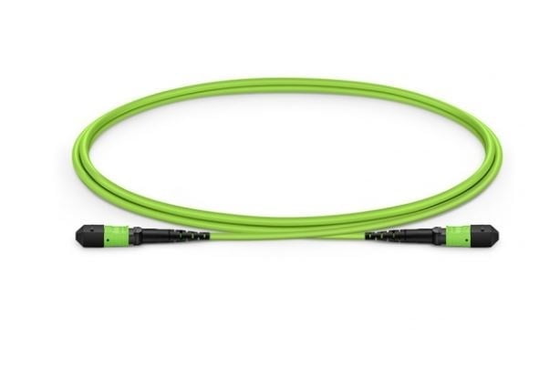MTP®-12 (Female) to MTP®-12 (Female) OM5 Multimode Elite Trunk Cable, 12 Fibers, Type B, Plenum (OFNP), Lime Green