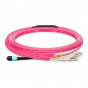 MTP® Female to 4 LC UPC Duplex 8 Fibers Type B Plenum (OFNP) OM4 50/125 Multimode Elite Breakout Cable, Magenta